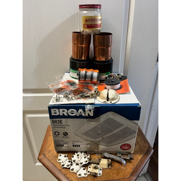 Transitioning coupling ABS to copper assortment of salt, chains, Black & Decker, weedeater, vintage 