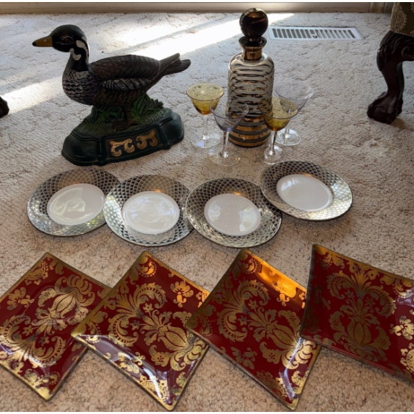 Holiday Table Essentials - Square Setter Plates Liquor Decanter & More 
