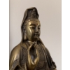 Image 3 : Solid Brass Buddha Figurine on Mahogany Pedestal 11.5T