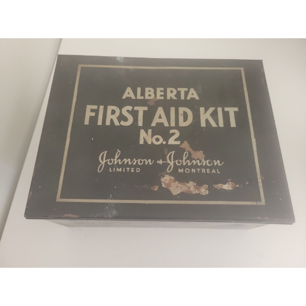 Collectable Antique First Aid Kit Small Metal Case Chauffeur Pin & More
