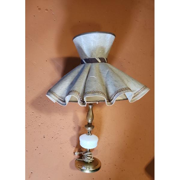 Table Lamp with Wooden, Glass and Brass Stem 30 T,  7 Diameter Base