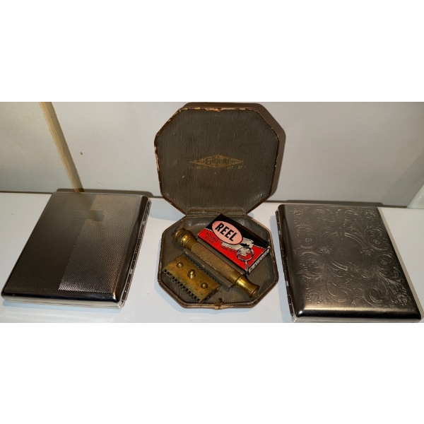 Reel Double Edge 5 Blade Pocket Razor in Case w/Two Cigarette Cases