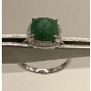 2.4ct Square/Cushion Cut Emerald, 28 CZ stones, in 925 Silver Ring (Approximately size 6)