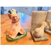 Image 3 : Vintage Alabaster marble Dove Bookends, ceramic teepee ashtray, a wolf original hand made sculpture 