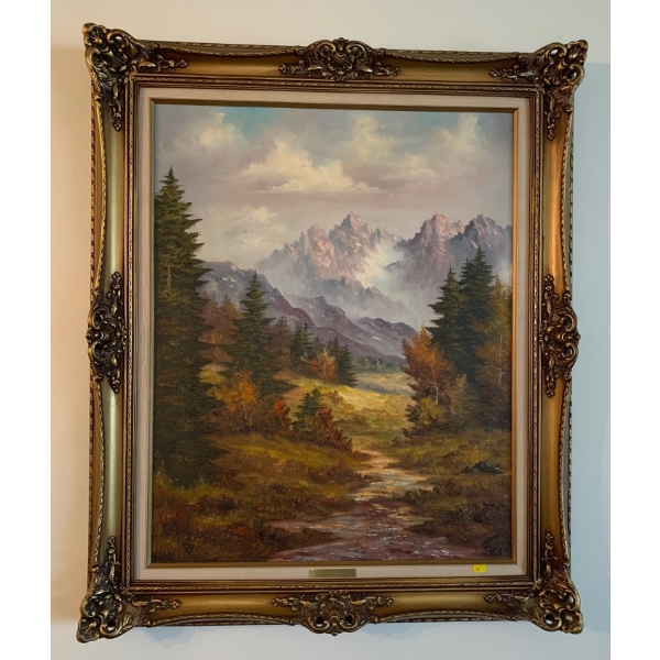 J.F. Kuboth OIl on Canvas Mountain Landscape 31x36