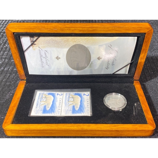 2004 Proud Polar Bear $2 Sterling Silver Coin & Stamp Set. 