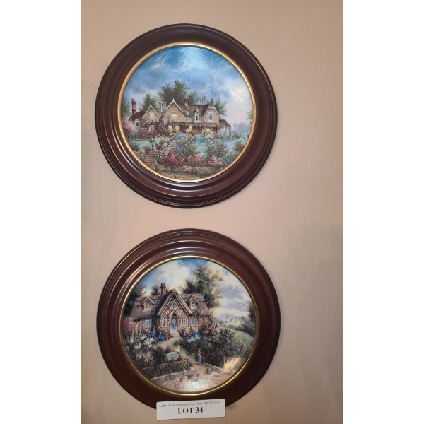 Framed Limited Edition Collectible Floral & Cottage Plates  