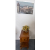 Image 1 : Cedar Tan End Table w/ Decorative Decor Accents 13x22x23