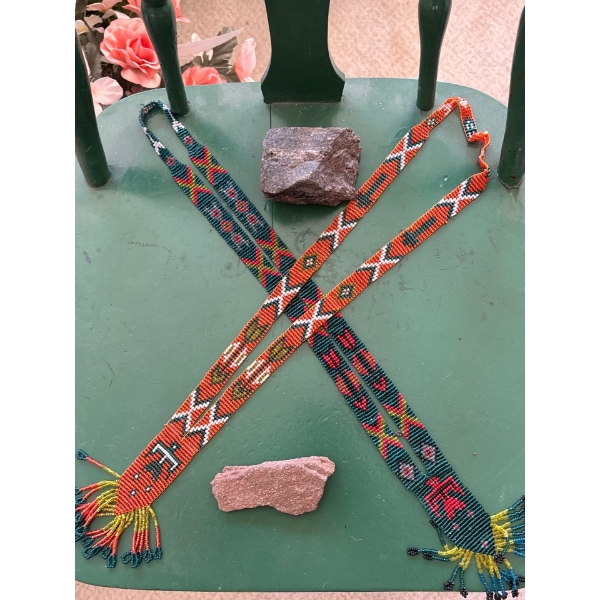  indigenous handcrafted, beautiful beadwork necklaces with two rocks/crystals