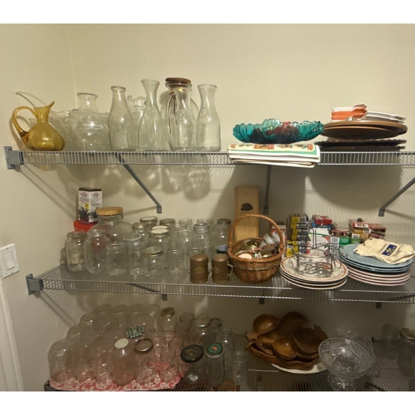 Jars, Vintage Glass Milk Bottles, Plates, and More 
