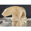 Image 1 : Hand-Carved Bear Sculpture in Quartz-Like Stone, 23" x 14", Over 50 lbs- Artist Signed