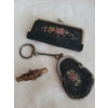 Image 1 : Antique Stamped 10K Yellow Gold Broach (2.52g) w/ Change Purse & Manicure Set