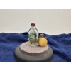 Image 3 : Pair of Hand Painted Glass and Metal Snuff Bottle with Spoon 2.75H & 2H