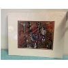 Image 5 : Assortment of vintage Pinwheel cut crystal tableware, as well as a print of "Maple Jays" by Arlene D