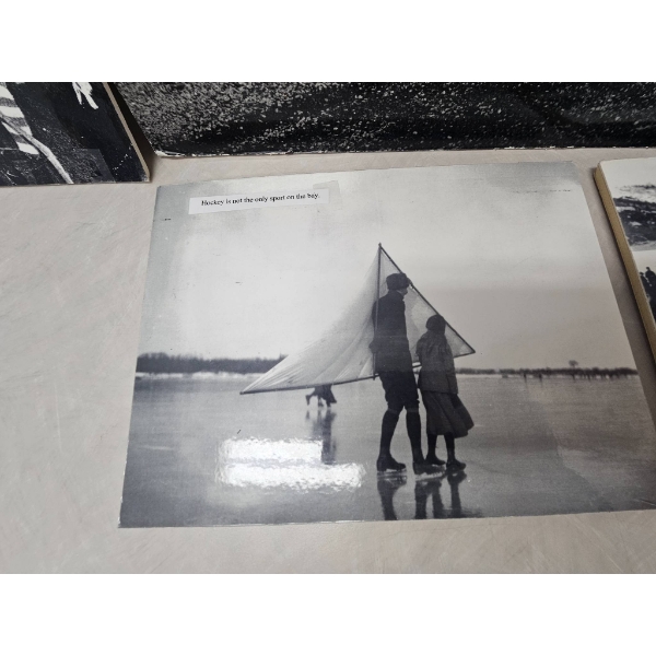 Black-and-White Historical Photographs Featuring Hockey and Military Themes