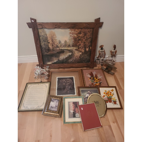 Framed Print 36 X 29, Elephant Print 20 X 24, Man and Woman Decor 14.5 T, Frames and More!