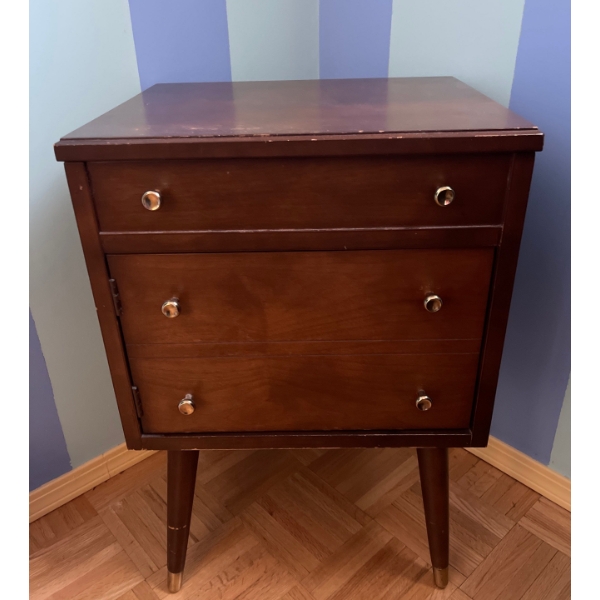 Antique Mini Sewing Cupboard w/ Drawer & Cupboard  Made of Wood  18w x 14d x 25 tall