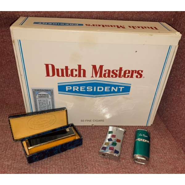 Vintage Smokers Accessories w/ Collectable Cigar Box