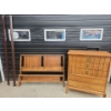 Image 1 : Mid-century Wooden Bedroom Furniture Set - Headboard and Dresser
