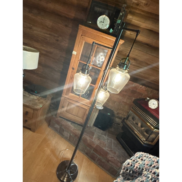 Retro looking lamp with three stage power and Edison bulbs Height 72”