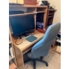 Image 6 : Complete Wooden Desk With Shelves, Samsung Monitor, and Office Accessories Router not Included