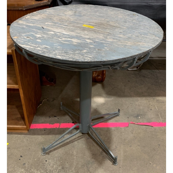 Vintage Wooden & Metal Patio Table - 30W, 30T 