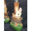 Image 5 : Two Vintage Deer Lamps w/ White Shades 5 W, 3 D, 14 T to Top of Shade 	
