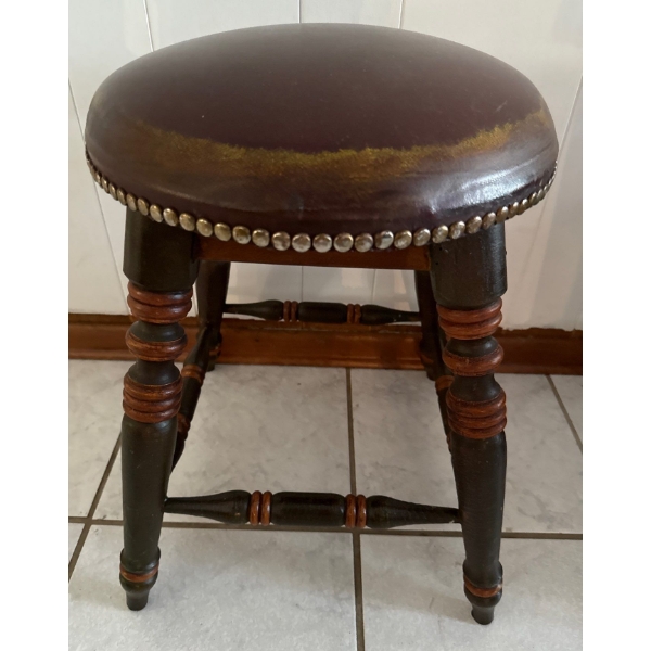 Antique Genuine Leather Piano Stool 22T