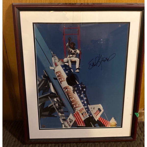 Signed and Framed Picture of Evel Knieval 22'x24"