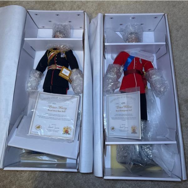 Prince Harry & Prince William Dolls By Ashton Drake Galleries - 18L 