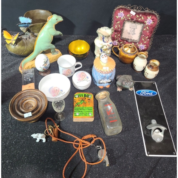 Decor: Shoe 9.5 W, 5 D, 6 T, Dinosaur 2.5 W, 7.5 D, 9 T, Floral Motif Vase 6.5 T and More!