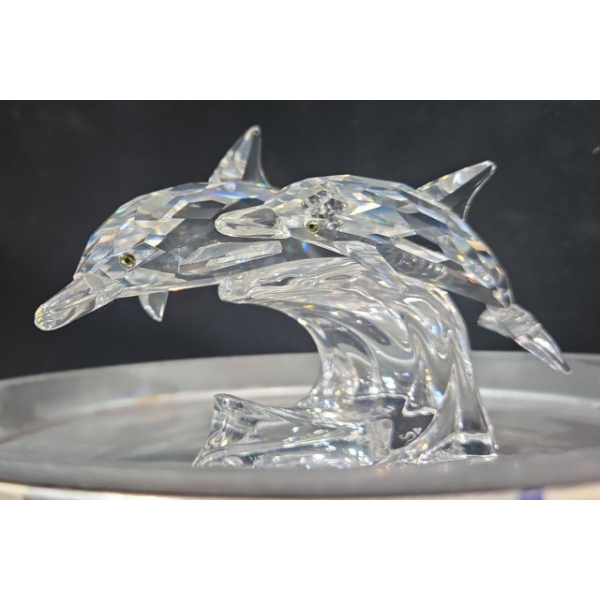 Swarovski 1990 Annual Edition "Lead Me" The Dolphins (3"T & 5"L)