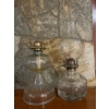 Image 1 : 2 antique oil lamps? One with glass and one without very unique design basis.