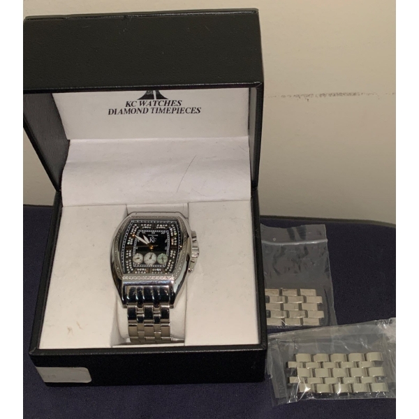 Diamond Time Piece Techno Com by KC w/ Box & Links