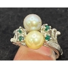 Image 1 : Plated Sliver, Pearl, and Emerald Ring (total weight 3.2g)