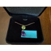 Image 1 : Yellow Gold 10K Stamped Pendant & Chain, Purple & Green Stones, Weighs 1.41g  