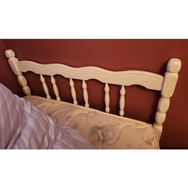 Mattresses, Blankets, Cushions (All Beds Twin Size), Includes Two Wooden Headboards and Frames 