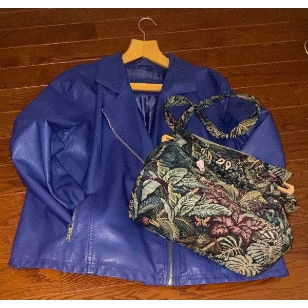 Ladies Outerwear - Royal Blue Vegan Leather Coat - Ladies Size XL 