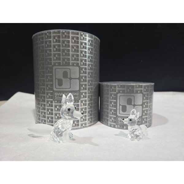 2 Swarovski Crystals In Original Boxes 2 Foxes (1.5  & 3 T)