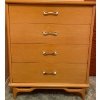Image 1 : Mid Century Modern Four Drawered Tallboy Solid Wood Dresser  36"w x 20"d x 51" tall