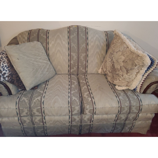 Two Seater Sofa w/ Wood Trim 60 W, 36 D, 32 T 