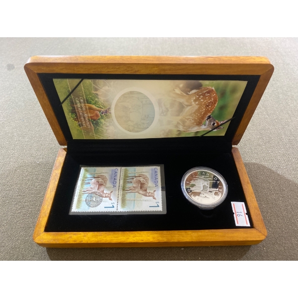 2005 Canada White-Tailed Deer Proof Silver Coin and Stamp Set in Original Case