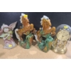 Image 1 : Fairy Figurine, Pair of Ceramic Horses 8 X 12, Forestville Clock 9 T 6" Diameter Base