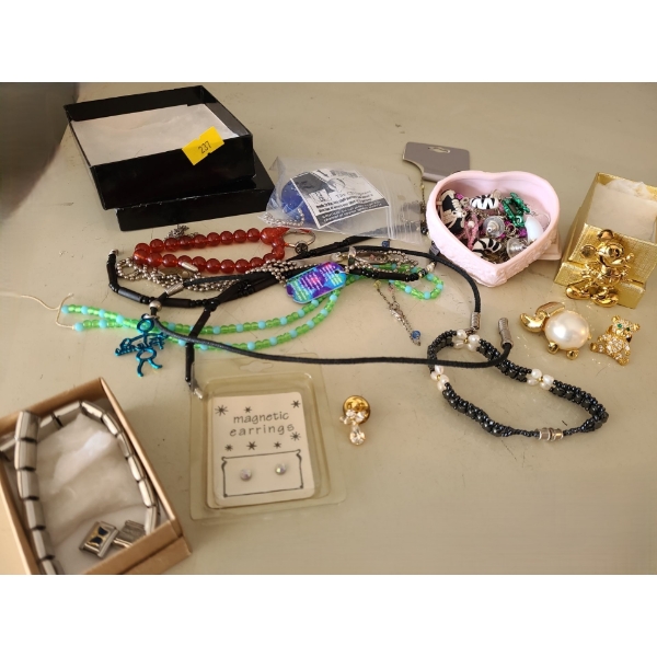 Assorted Costume Jewelry, Small Chip as Shown on Heart Box 