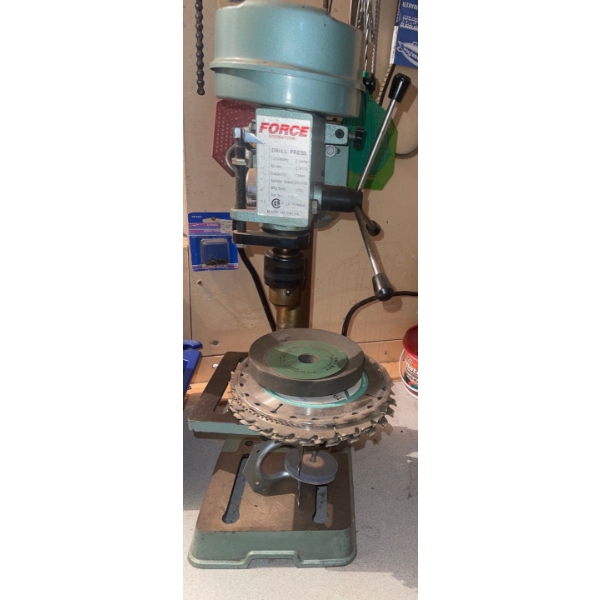 'FORCE' Drill Press w/ Assorted Rotary Blade Collection