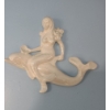Image 3 : Pair of Ceramic Wall Decor Opalescent Mermaids Riding Dolphins 12 W, 11 T