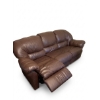 Image 2 : Three-Seater Brown Leather Reclining Sofa with Plush Cushioning