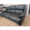 Image 2 : Classic Leather Three-Seat Dark Green Leather Sofa with Nailhead Trim