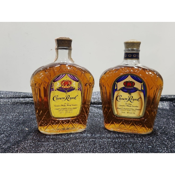 750ml Vintage 1976 Bottle of Crown Royal Paired with A Newer 750ml Crown Royal