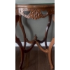 Image 2 : Antique Carved Wood Side Table With Glass Top and Cabriole Legs